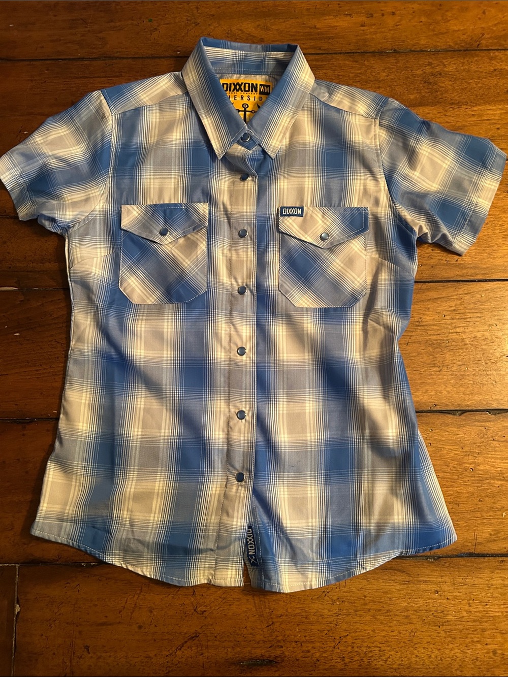 DIXXON Light Blue and White Plaid Short-Sleeve Button-Down
